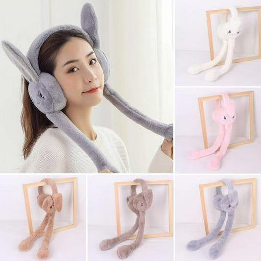 Soft Fluffy Rabbit Ears Headband | Moving Ears Plush Earmuffs | Warm & Cozy – 1Pc Random Colour beautifull wear