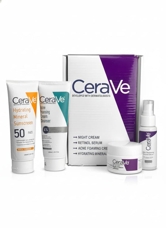CeraVe 4-in-1 Skincare Kit: Cleanser, Retinol Serum, Night Cream & SPF 50