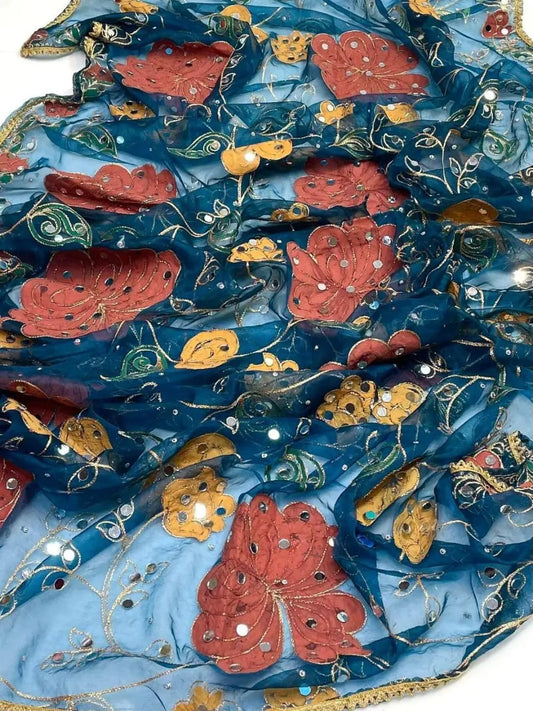 Embroidered Organza Dupatta beautifull wear