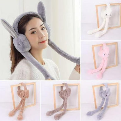 Soft Fluffy Rabbit Ears Headband | Moving Ears Plush Earmuffs | Warm & Cozy – 1Pc Random Colour beautifull wear
