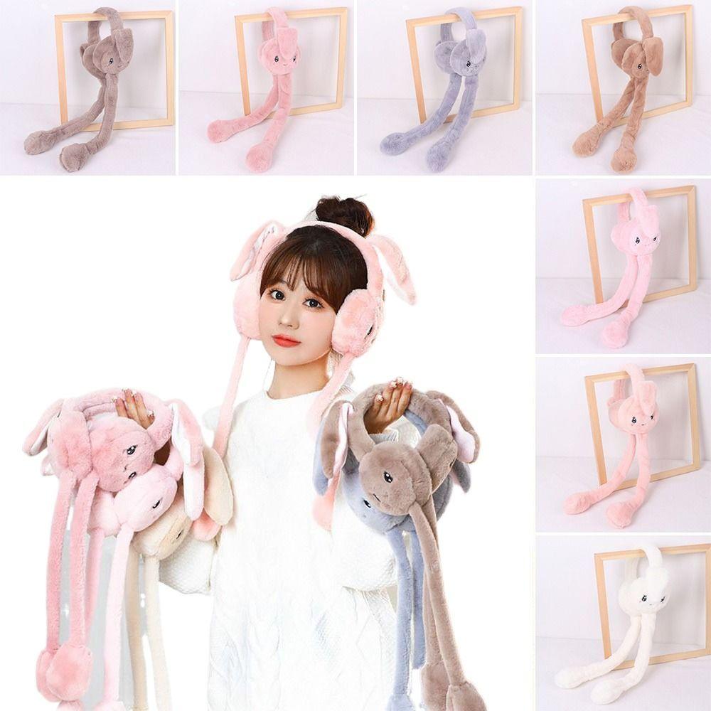 Soft Fluffy Rabbit Ears Headband | Moving Ears Plush Earmuffs | Warm & Cozy – 1Pc Random Colour beautifull wear