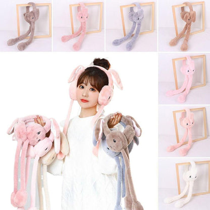 Soft Fluffy Rabbit Ears Headband | Moving Ears Plush Earmuffs | Warm & Cozy – 1Pc Random Colour beautifull wear