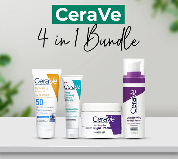 CeraVe 4-in-1 Skincare Kit: Cleanser, Retinol Serum, Night Cream & SPF 50