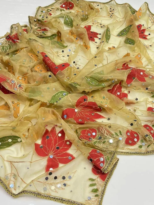 Embroidered Organza Dupatta beautifull wear