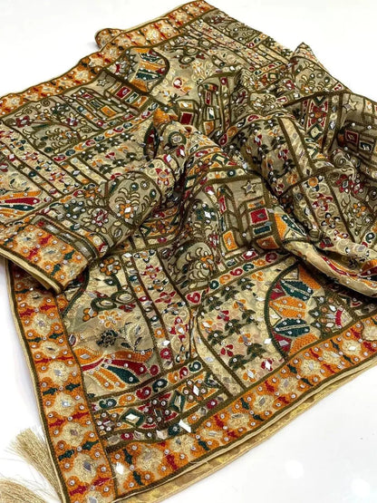 Traditional Heavy Embroidered Mirror Work Dupatta beautifull wear