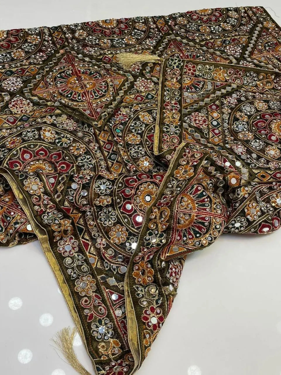 Traditional Heavy Embroidered Mirror Work Dupatta beautifull wear