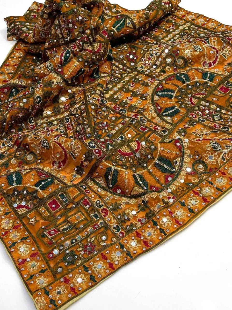 Traditional Heavy Embroidered Mirror Work Dupatta beautifull wear