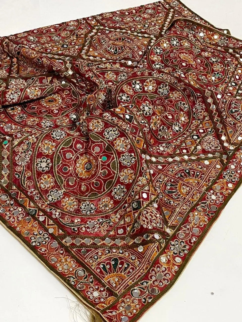 Traditional Heavy Embroidered Mirror Work Dupatta beautifull wear