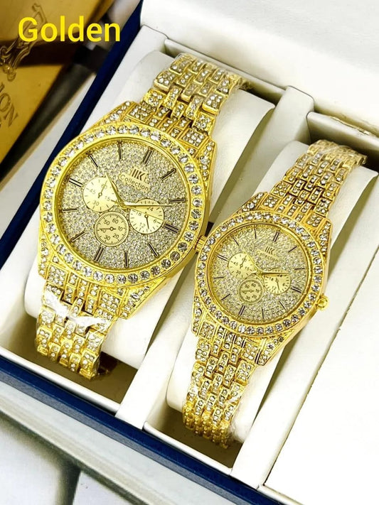 Stainless Steel Diamond Stone Couple Watch beautifull wear