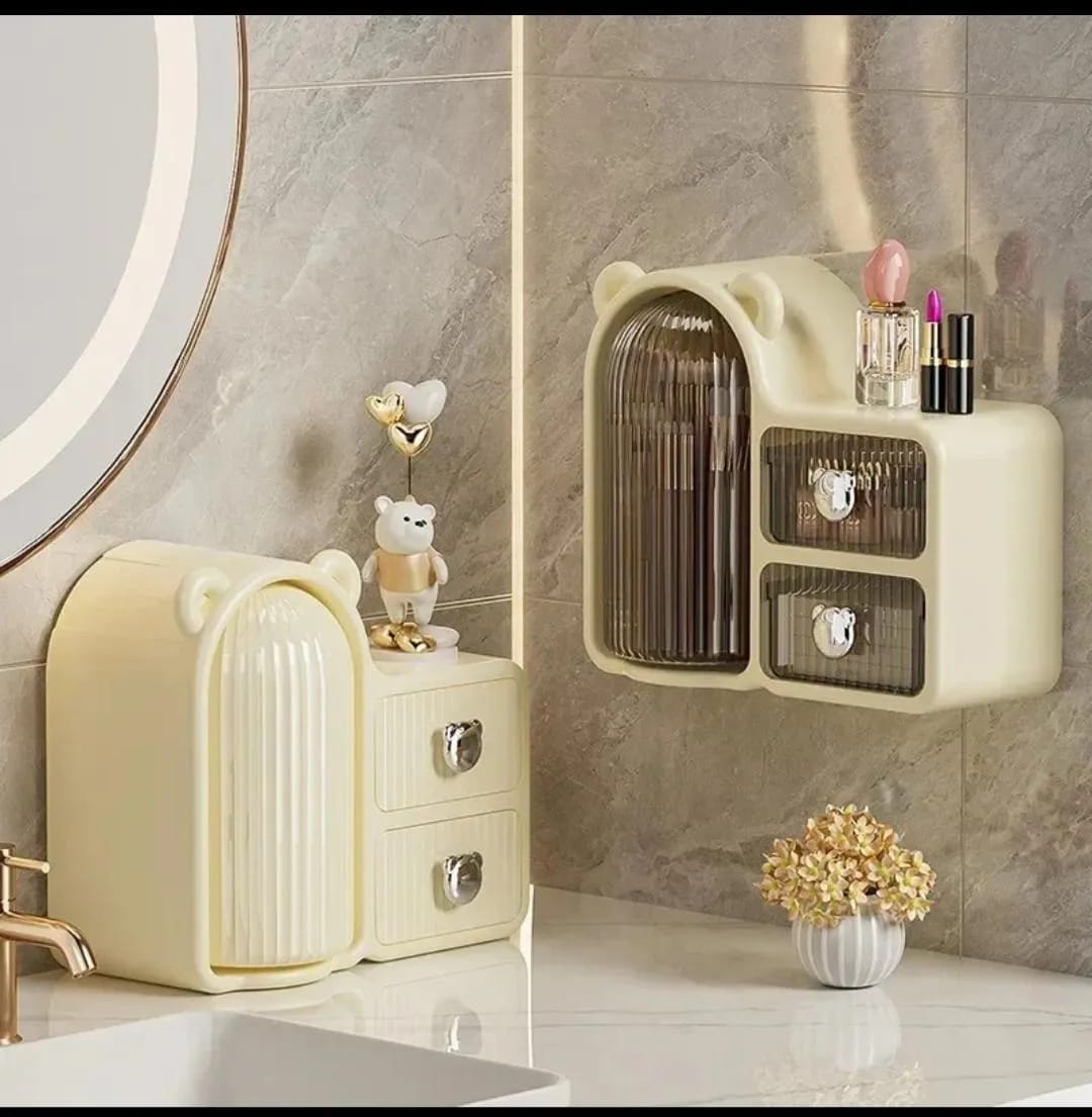 360° Rotating Bear Makeup Storage Box beautifull wear