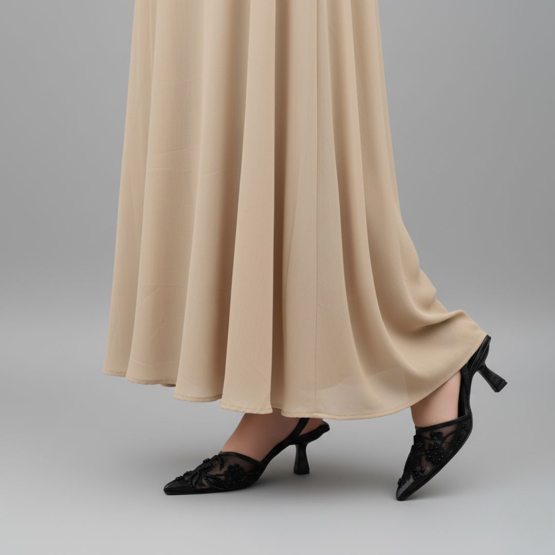 Elegant Black Hand-Embroidered Kitten Heels for Women beautifull wear