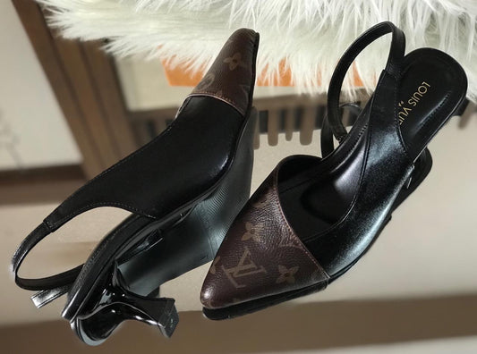 Louis Vuitton Cherie Slingback Pumps | Elegant Designer Heels for Women – Classic Pointed Toe & Signature LV Style beautifull wear