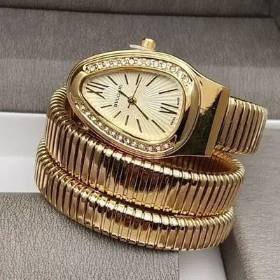 Artisanal Serpenti-Style Tubogas Triple-Coil Wrap Watch with Crystal-Embellished Guilloché Dial beautifull wear