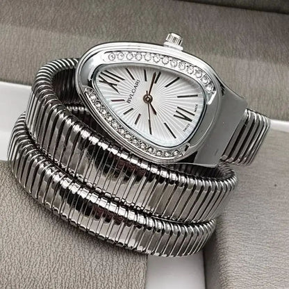 Artisanal Serpenti-Style Tubogas Triple-Coil Wrap Watch with Crystal-Embellished Guilloché Dial beautifull wear