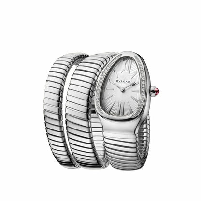Artisanal Serpenti-Style Tubogas Triple-Coil Wrap Watch with Crystal-Embellished Guilloché Dial beautifull wear
